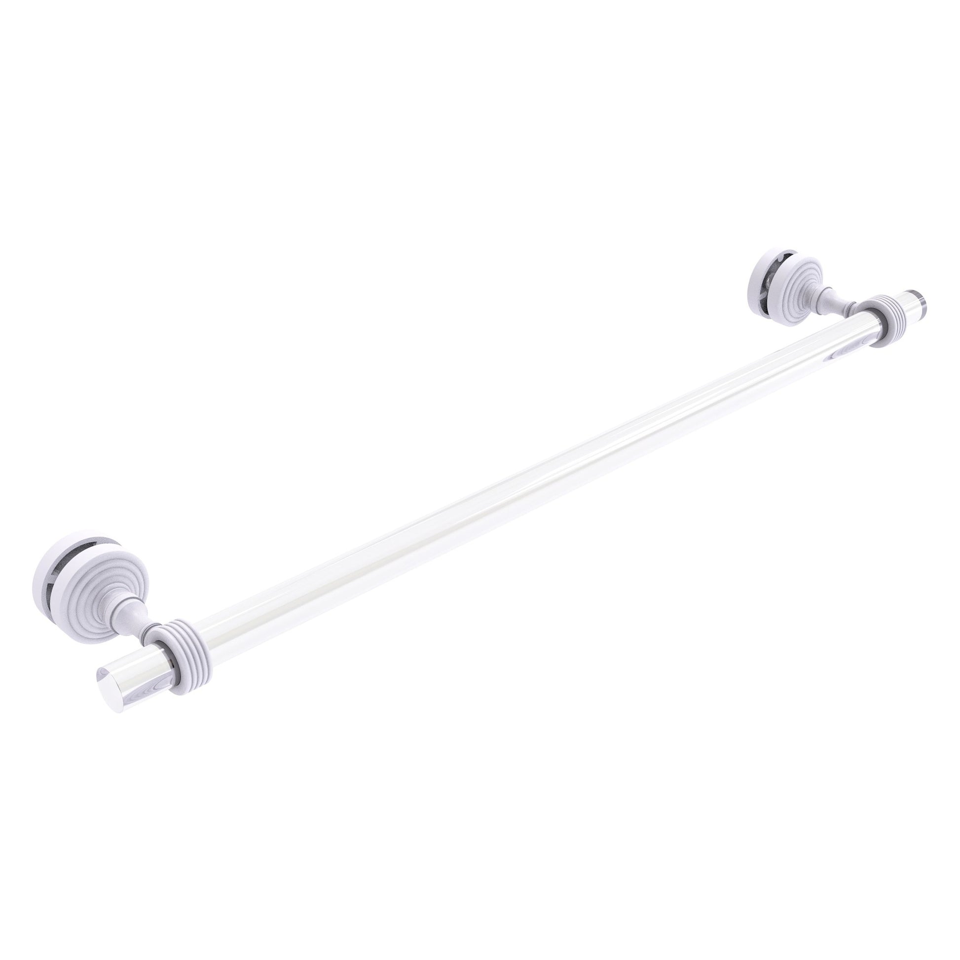 Allied Brass Pacific Grove 5.2" x 2.2" Matte White Solid Brass 24-Inch Shower Door Towel Bar With Grooved Accents