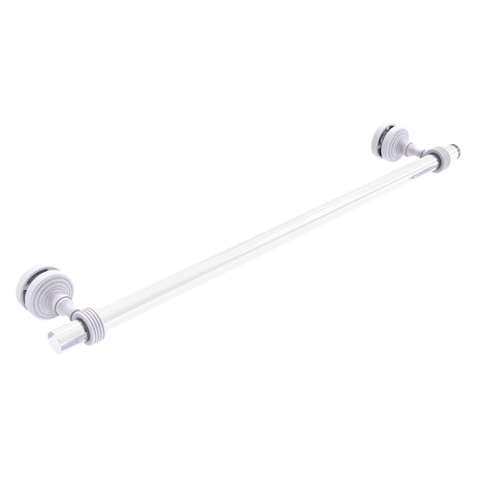 Allied Brass Pacific Grove 5.2" x 2.2" Matte White Solid Brass 24-Inch Shower Door Towel Bar With Grooved Accents