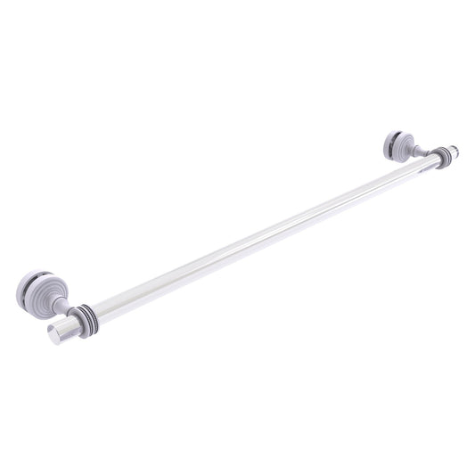 Allied Brass Pacific Grove 5.2" x 2.2" Matte White Solid Brass 30-Inch Shower Door Towel Bar With Dotted Accents