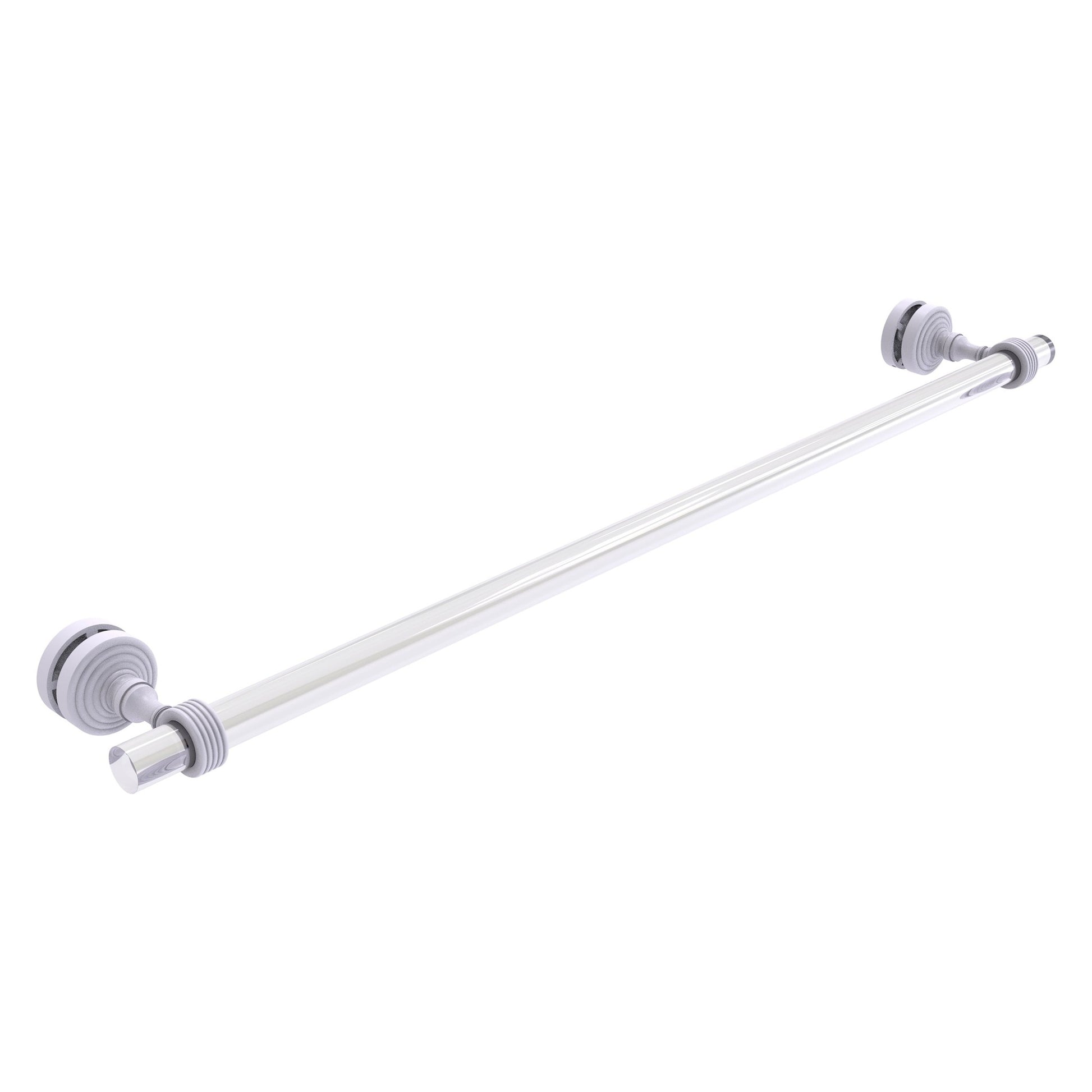 Allied Brass Pacific Grove 5.2" x 2.2" Matte White Solid Brass 30-Inch Shower Door Towel Bar With Grooved Accents