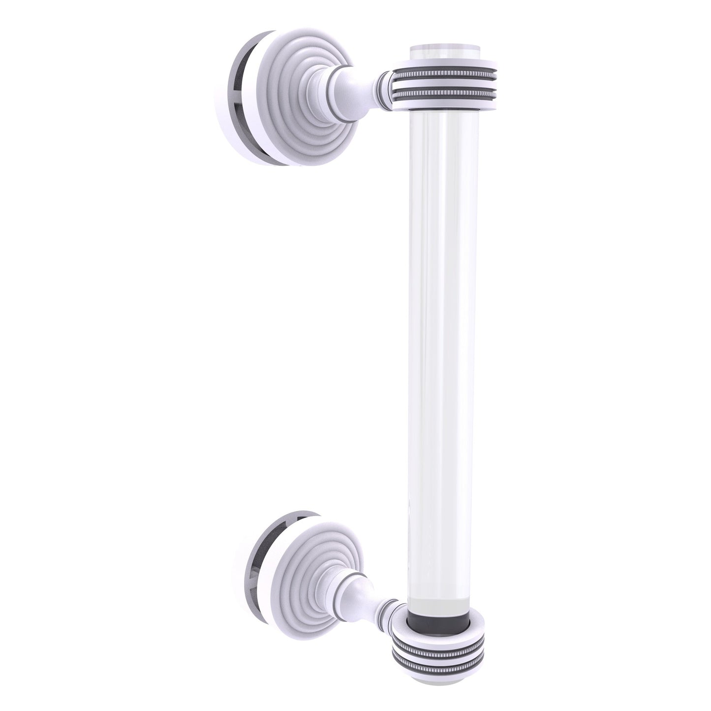 Allied Brass Pacific Grove 5.2" x 2.2" Matte White Solid Brass 8-Inch Single Side Shower Door Pull With Dotted Accents