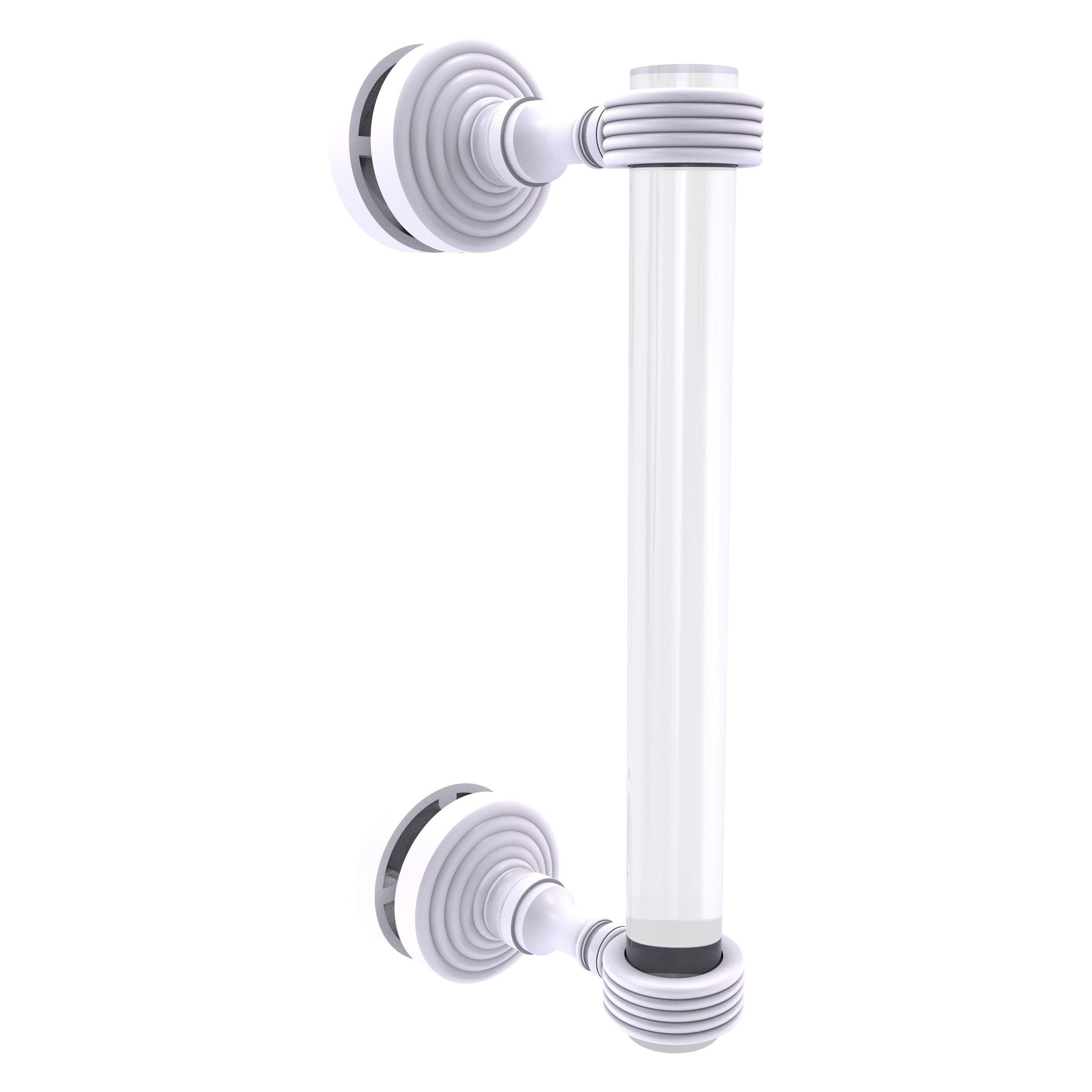 Allied Brass Pacific Grove 5.2" x 2.2" Matte White Solid Brass 8-Inch Single Side Shower Door Pull With Grooved Accents