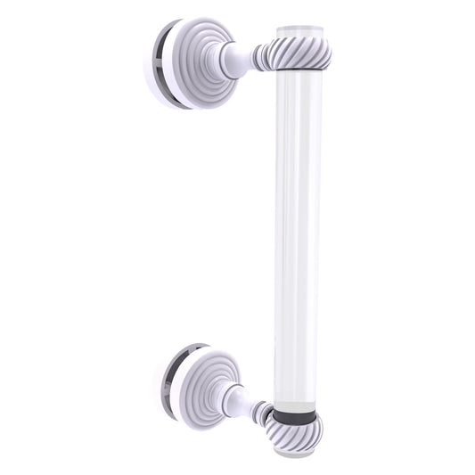 Allied Brass Pacific Grove 5.2" x 2.2" Matte White Solid Brass 8-Inch Single Side Shower Door Pull With Twisted Accents