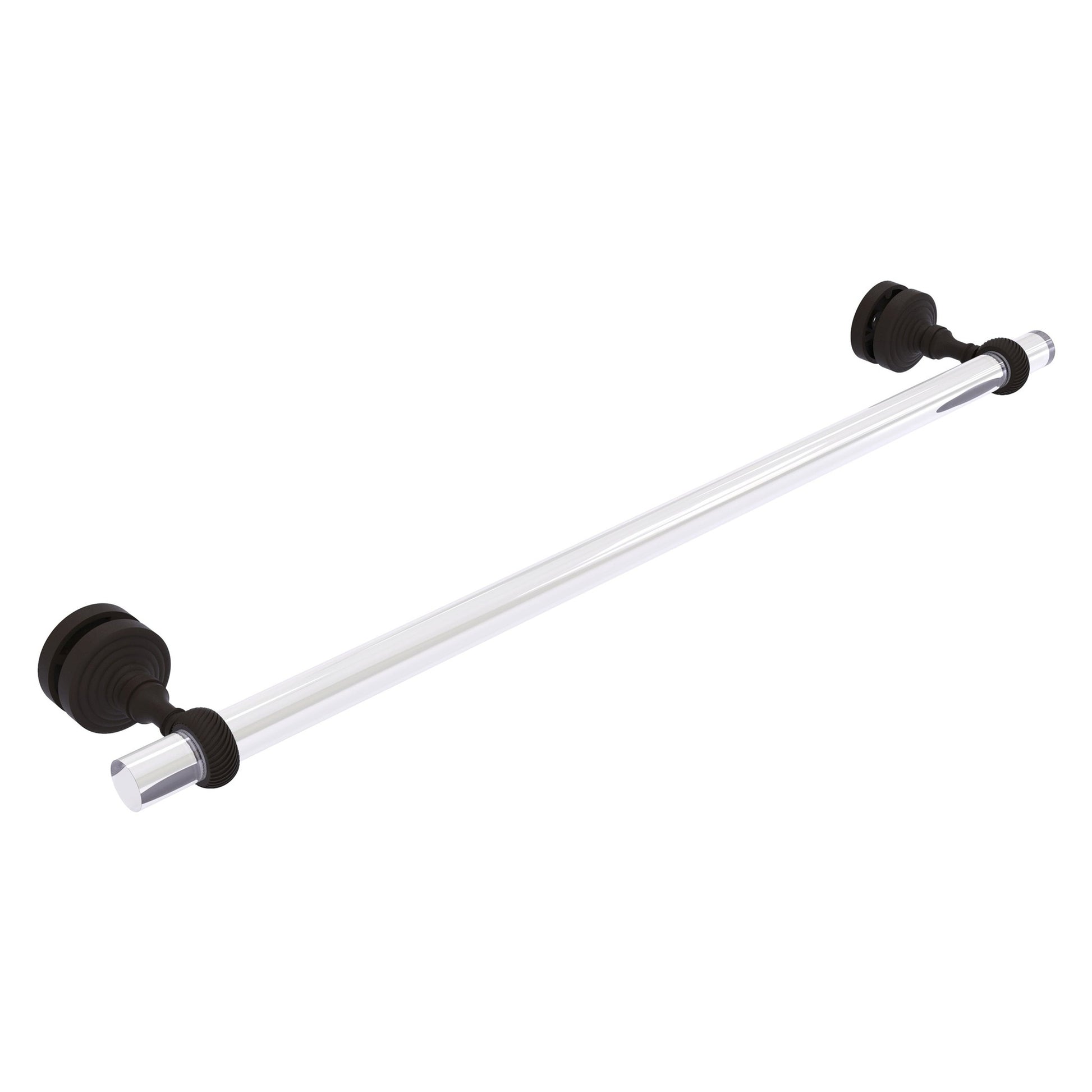 Allied Brass Pacific Grove 5.2" x 2.2" Oil Rubbed Bronze Solid Brass 24-Inch Shower Door Towel Bar With Twisted Accents