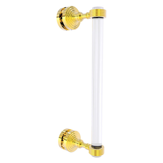 Allied Brass Pacific Grove 5.2" x 2.2" Polished Brass Solid Brass 12-Inch Single Side Shower Door Pull With Grooved Accents
