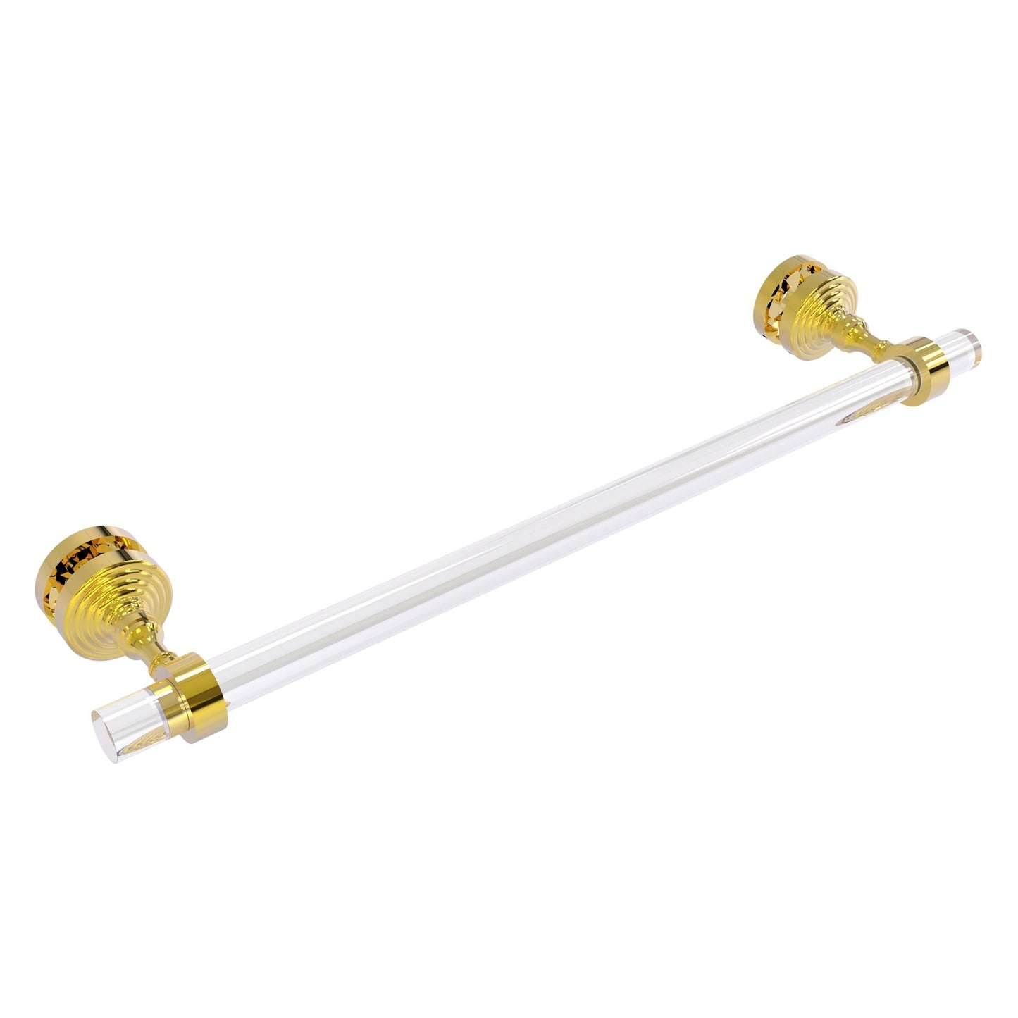 Allied Brass Pacific Grove 5.2" x 2.2" Polished Brass Solid Brass 18-Inch Shower Door Towel Bar