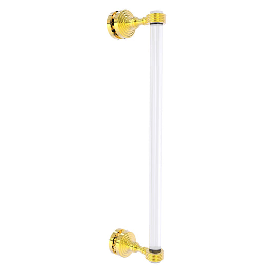 Allied Brass Pacific Grove 5.2" x 2.2" Polished Brass Solid Brass 18-Inch Single Side Shower Door Pull With Grooved Accents