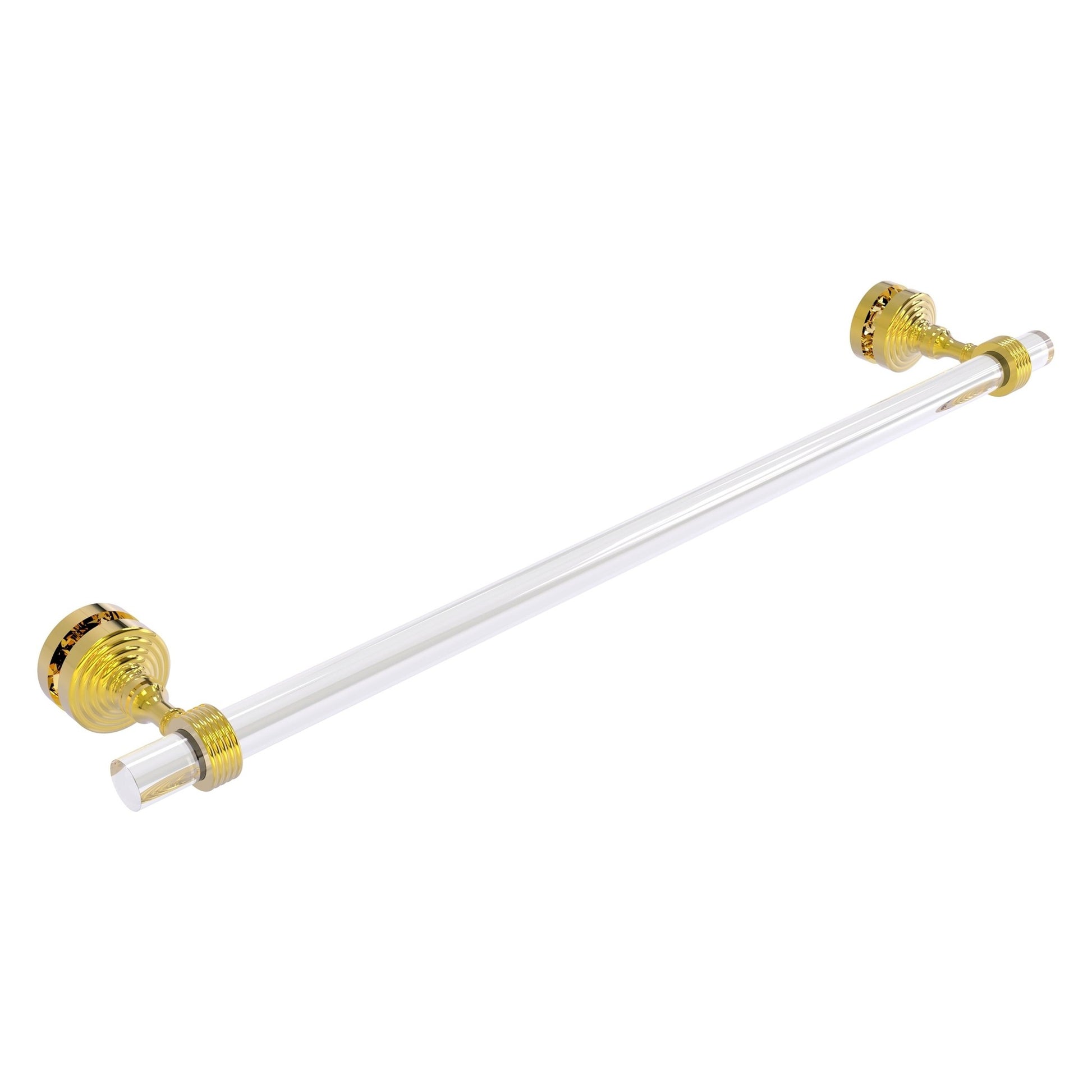 Allied Brass Pacific Grove 5.2" x 2.2" Polished Brass Solid Brass 24-Inch Shower Door Towel Bar With Grooved Accents