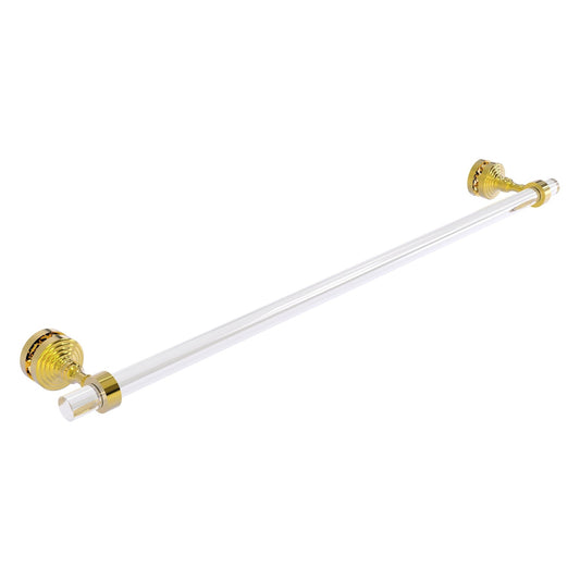 Allied Brass Pacific Grove 5.2" x 2.2" Polished Brass Solid Brass 30-Inch Shower Door Towel Bar