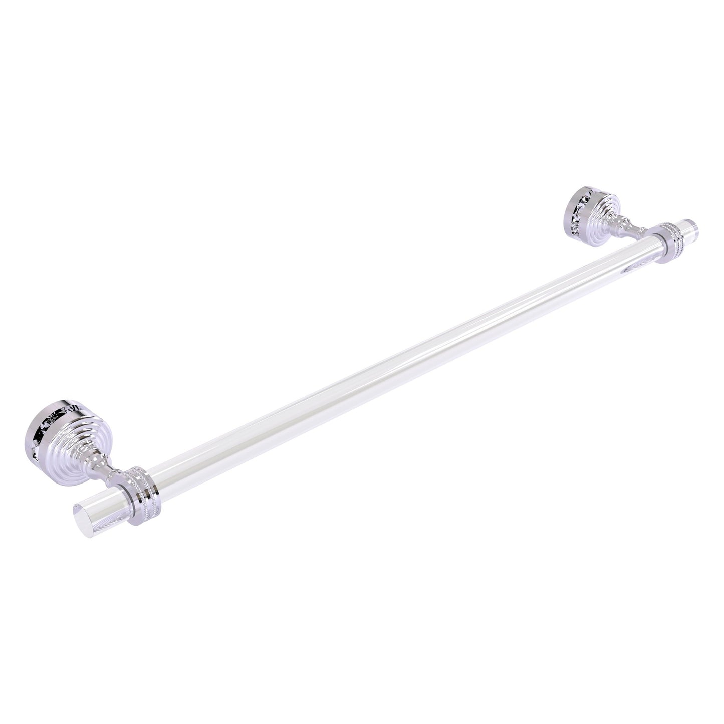 Allied Brass Pacific Grove 5.2" x 2.2" Polished Chrome Solid Brass 24-Inch Shower Door Towel Bar With Dotted Accents