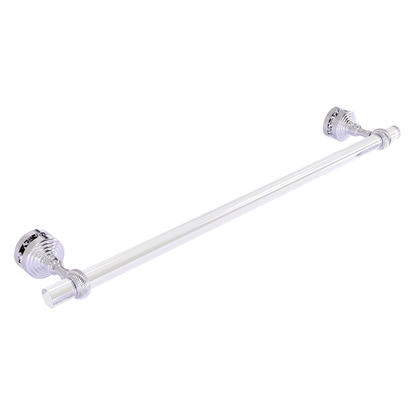 Allied Brass Pacific Grove 5.2" x 2.2" Polished Chrome Solid Brass 24-Inch Shower Door Towel Bar With Twisted Accents