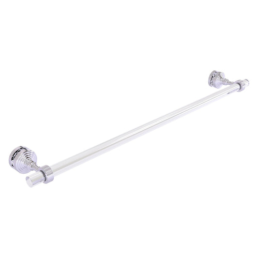 Allied Brass Pacific Grove 5.2" x 2.2" Polished Chrome Solid Brass 30-Inch Shower Door Towel Bar With Grooved Accents