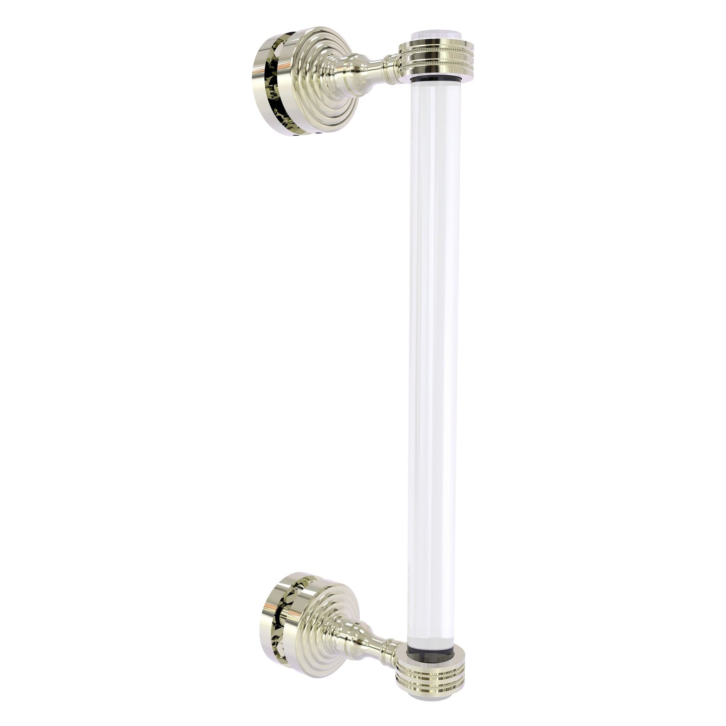 Allied Brass Pacific Grove 5.2" x 2.2" Polished Nickel Solid Brass 12-Inch Single Side Shower Door Pull With Dotted Accents
