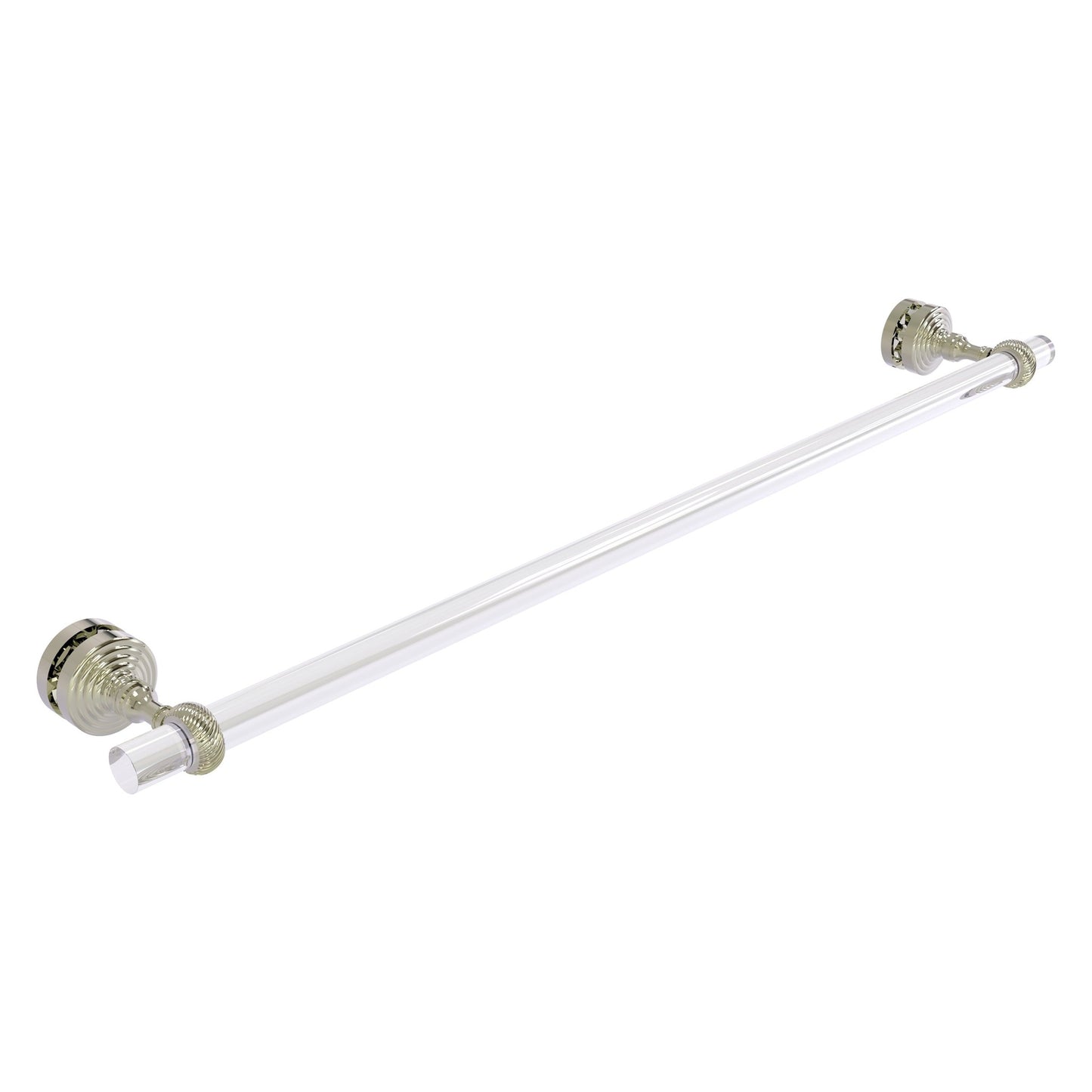 Allied Brass Pacific Grove 5.2" x 2.2" Polished Nickel Solid Brass 30-Inch Shower Door Towel Bar With Twisted Accents