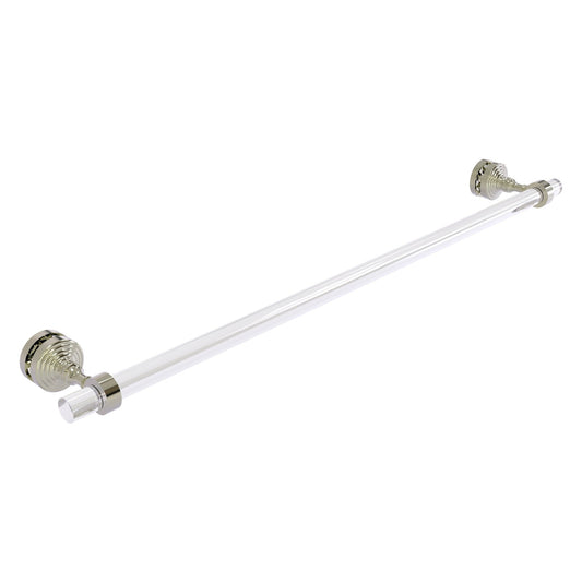 Allied Brass Pacific Grove 5.2" x 2.2" Polished Nickel Solid Brass 30-Inch Shower Door Towel Bar