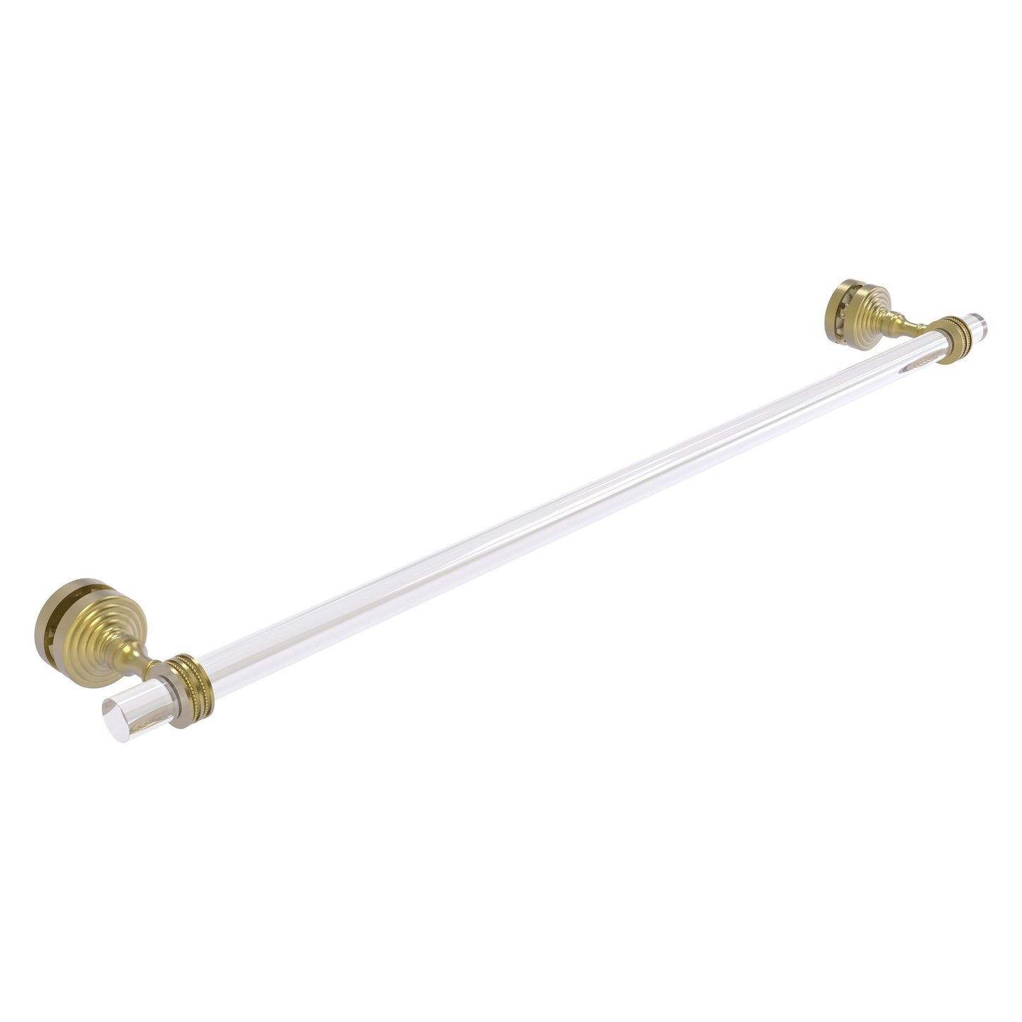 Allied Brass Pacific Grove 5.2" x 2.2" Satin Brass Solid Brass 30-Inch Shower Door Towel Bar With Dotted Accents