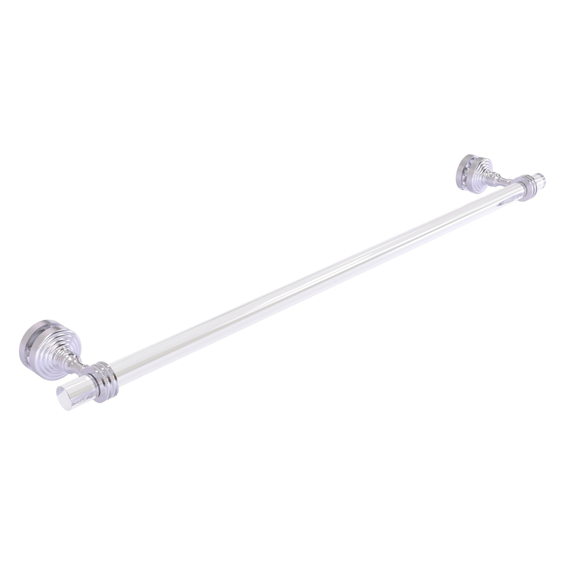 Allied Brass Pacific Grove 5.2" x 2.2" Satin Chrome Solid Brass 30-Inch Shower Door Towel Bar With Dotted Accents