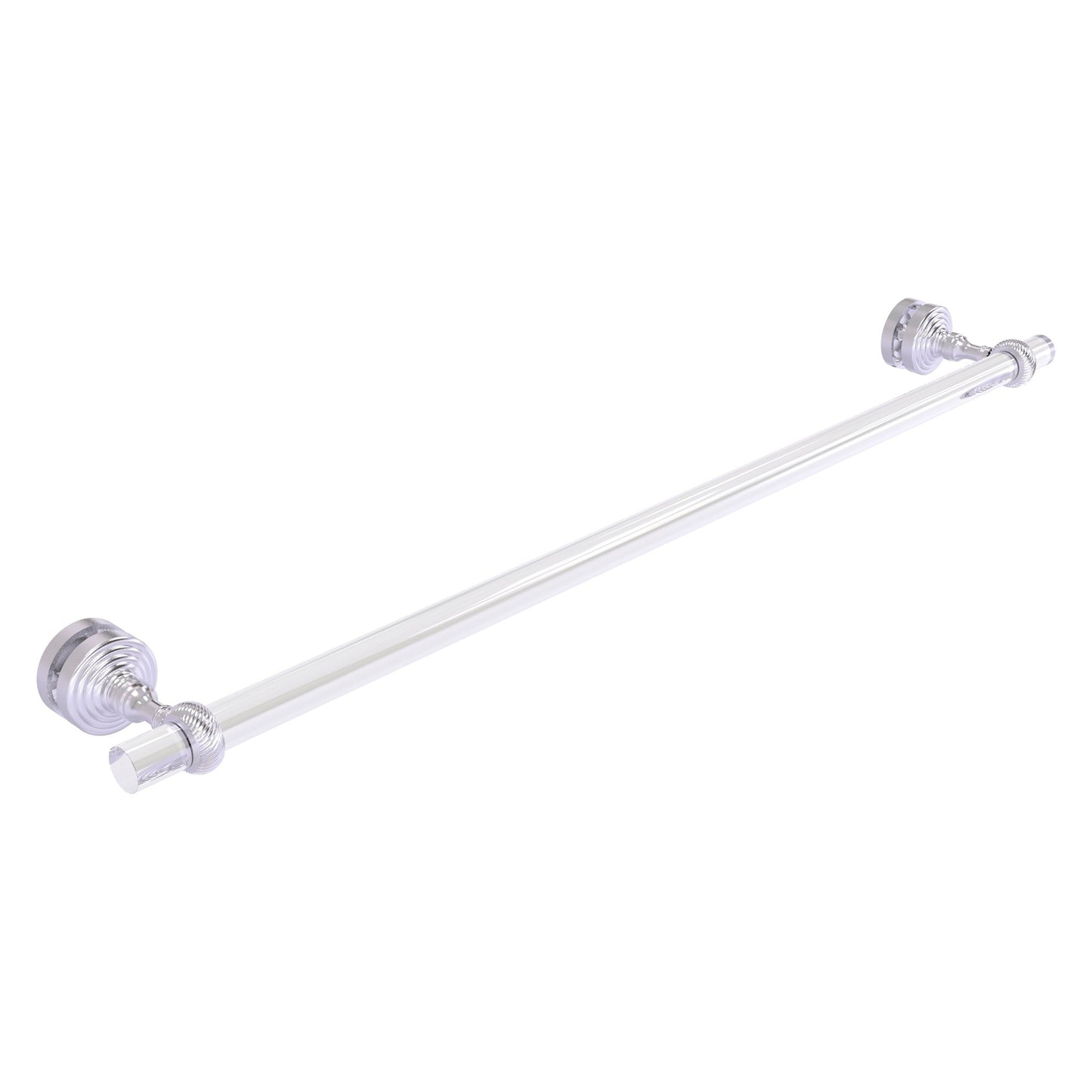 Allied Brass Pacific Grove 5.2" x 2.2" Satin Chrome Solid Brass 30-Inch Shower Door Towel Bar With Twisted Accents