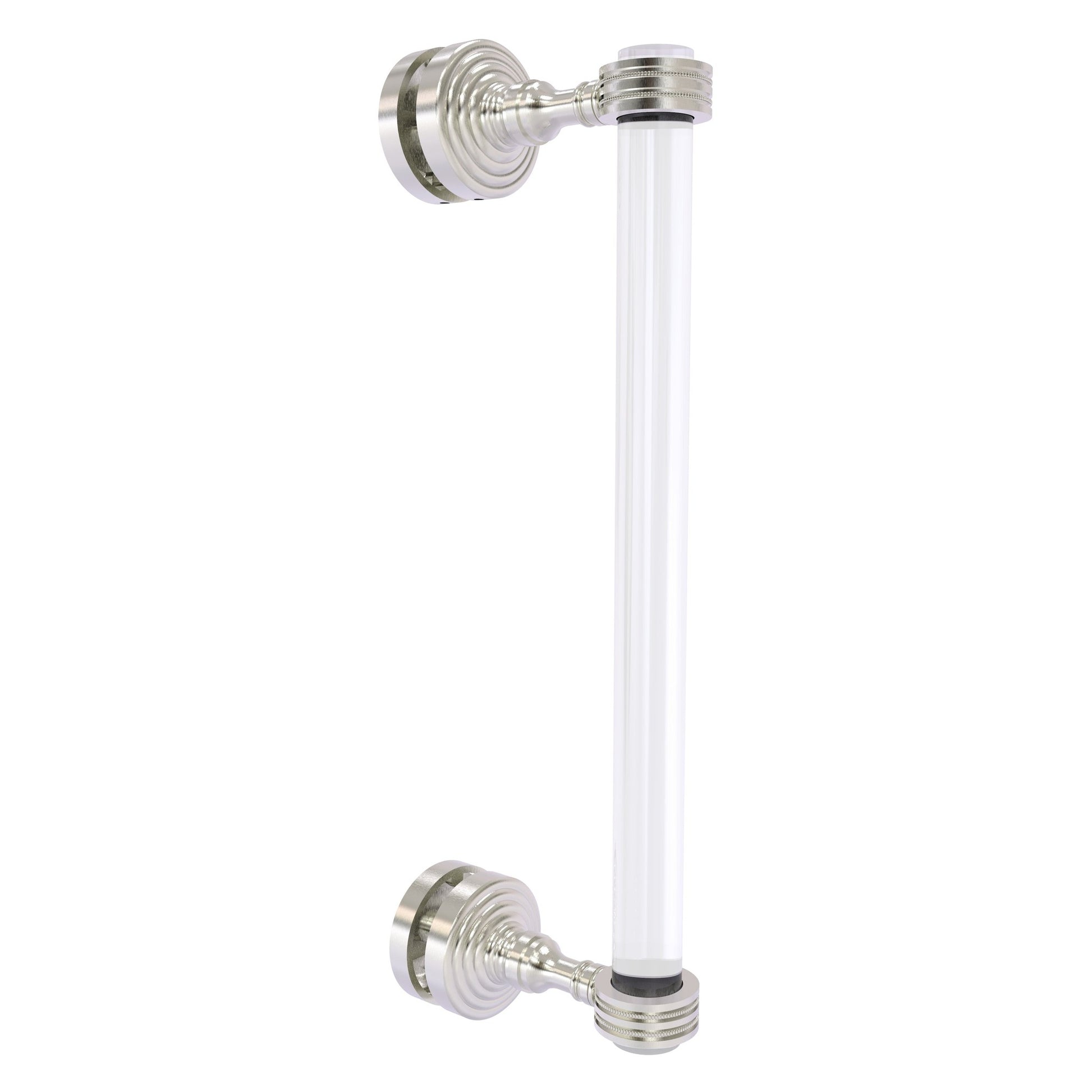 Allied Brass Pacific Grove 5.2" x 2.2" Satin Nickel Solid Brass 12-Inch Single Side Shower Door Pull With Dotted Accents