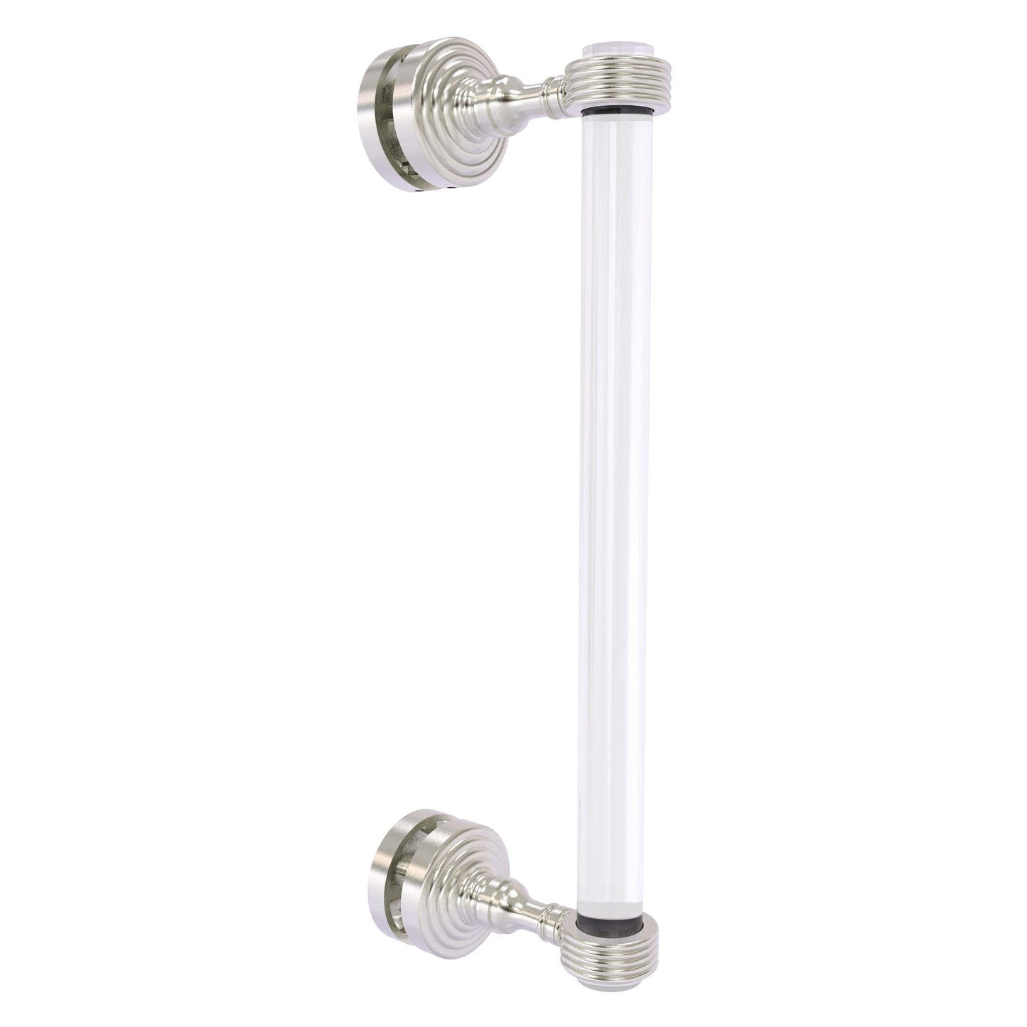 Allied Brass Pacific Grove 5.2" x 2.2" Satin Nickel Solid Brass 12-Inch Single Side Shower Door Pull With Grooved Accents