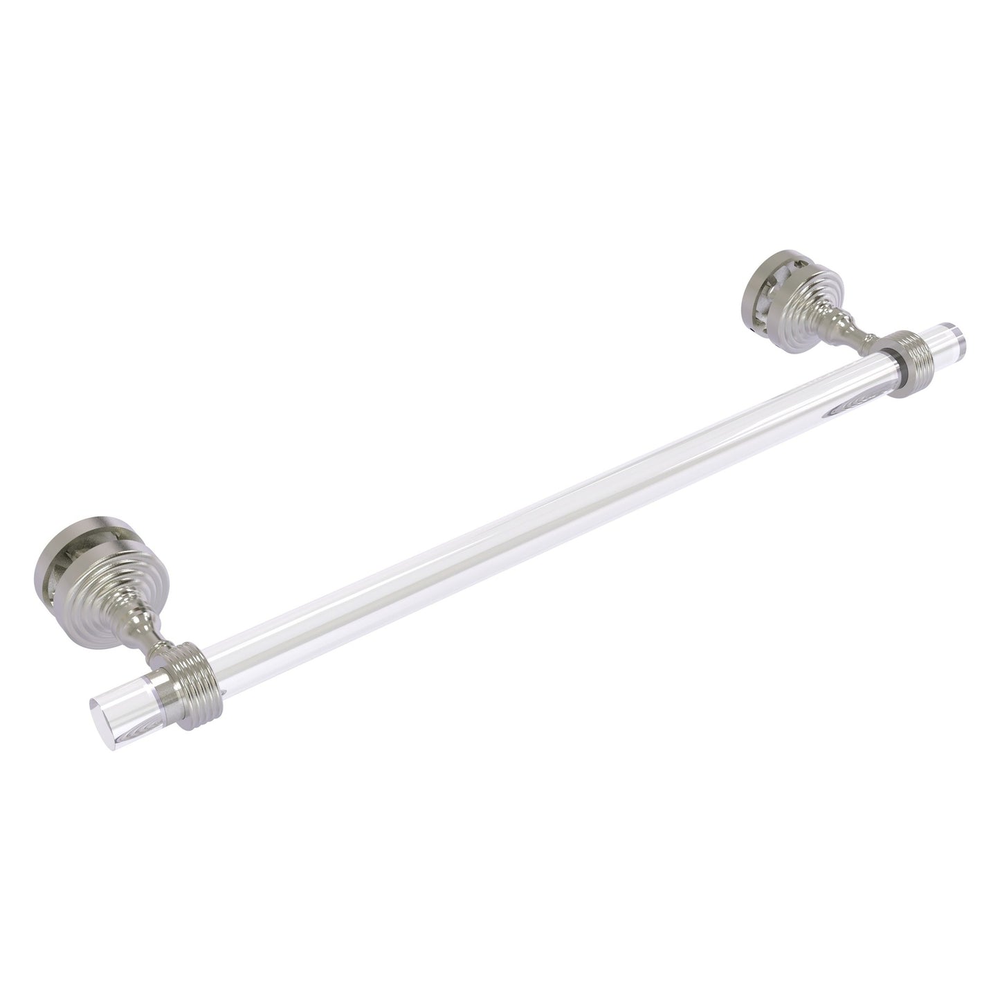 Allied Brass Pacific Grove 5.2" x 2.2" Satin Nickel Solid Brass 18-Inch Shower Door Towel Bar With Grooved Accents
