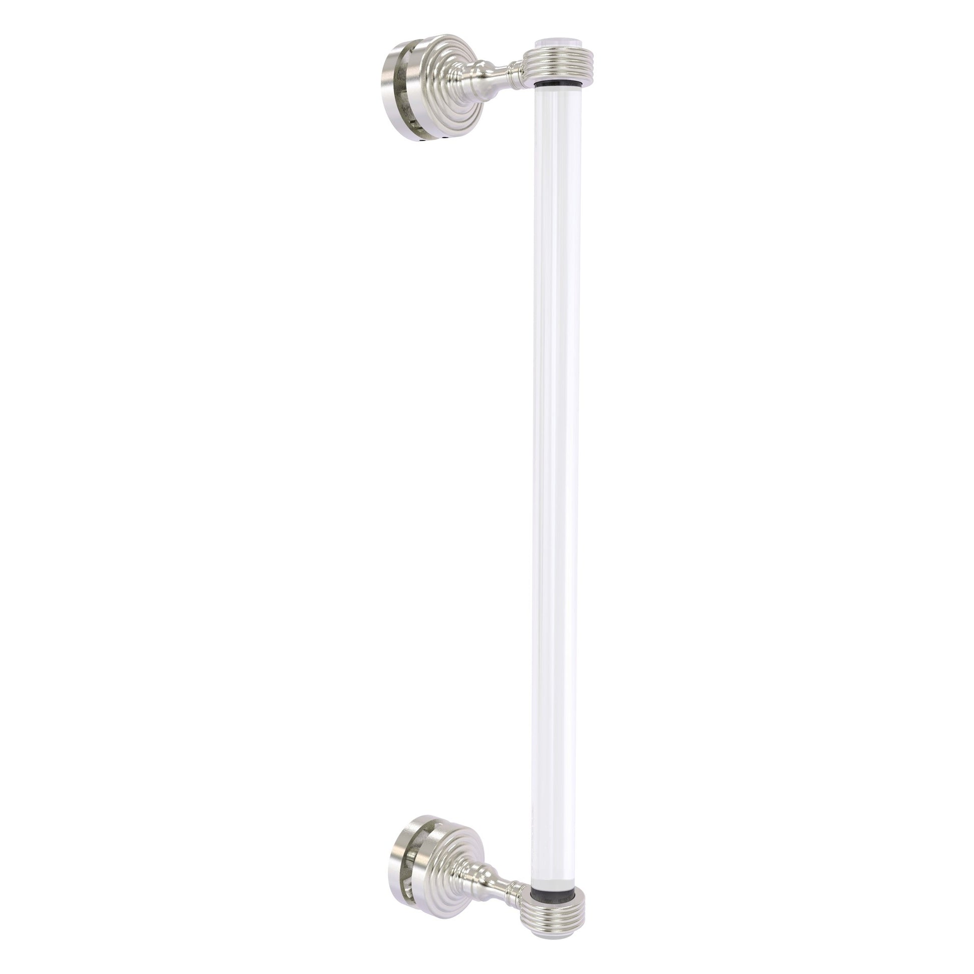 Allied Brass Pacific Grove 5.2" x 2.2" Satin Nickel Solid Brass 18-Inch Single Side Shower Door Pull With Grooved Accents