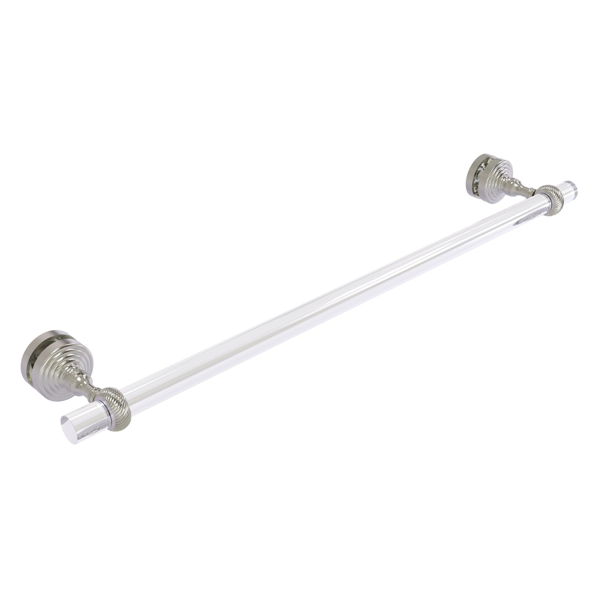 Allied Brass Pacific Grove 5.2" x 2.2" Satin Nickel Solid Brass 24-Inch Shower Door Towel Bar With Twisted Accents