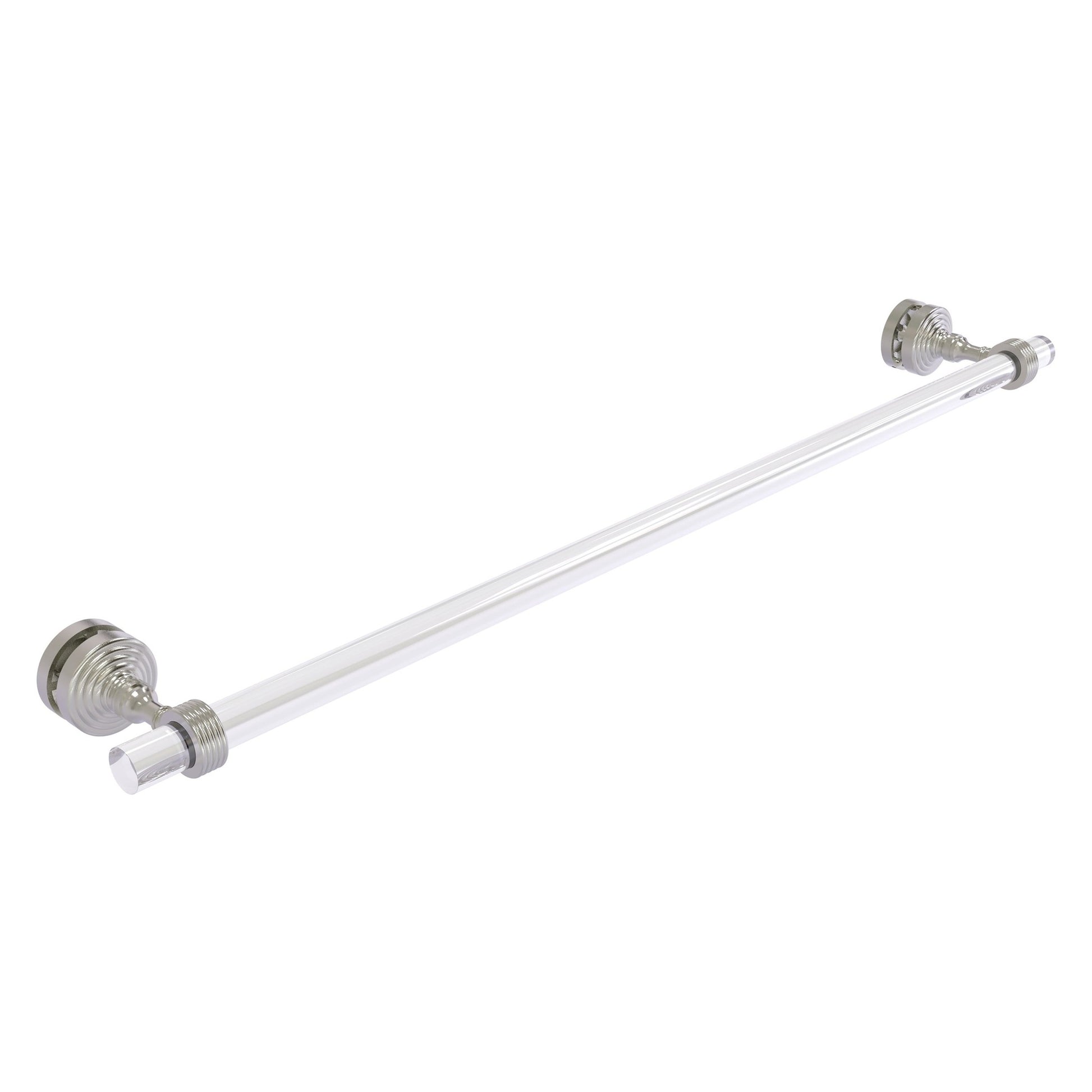 Allied Brass Pacific Grove 5.2" x 2.2" Satin Nickel Solid Brass 30-Inch Shower Door Towel Bar With Grooved Accents