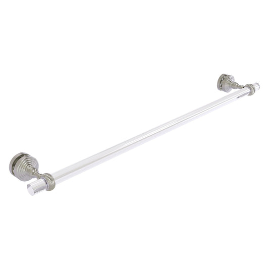 Allied Brass Pacific Grove 5.2" x 2.2" Satin Nickel Solid Brass 30-Inch Shower Door Towel Bar With Twisted Accents