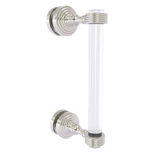 Allied Brass Pacific Grove 5.2" x 2.2" Satin Nickel Solid Brass 8-Inch Single Side Shower Door Pull With Grooved Accents
