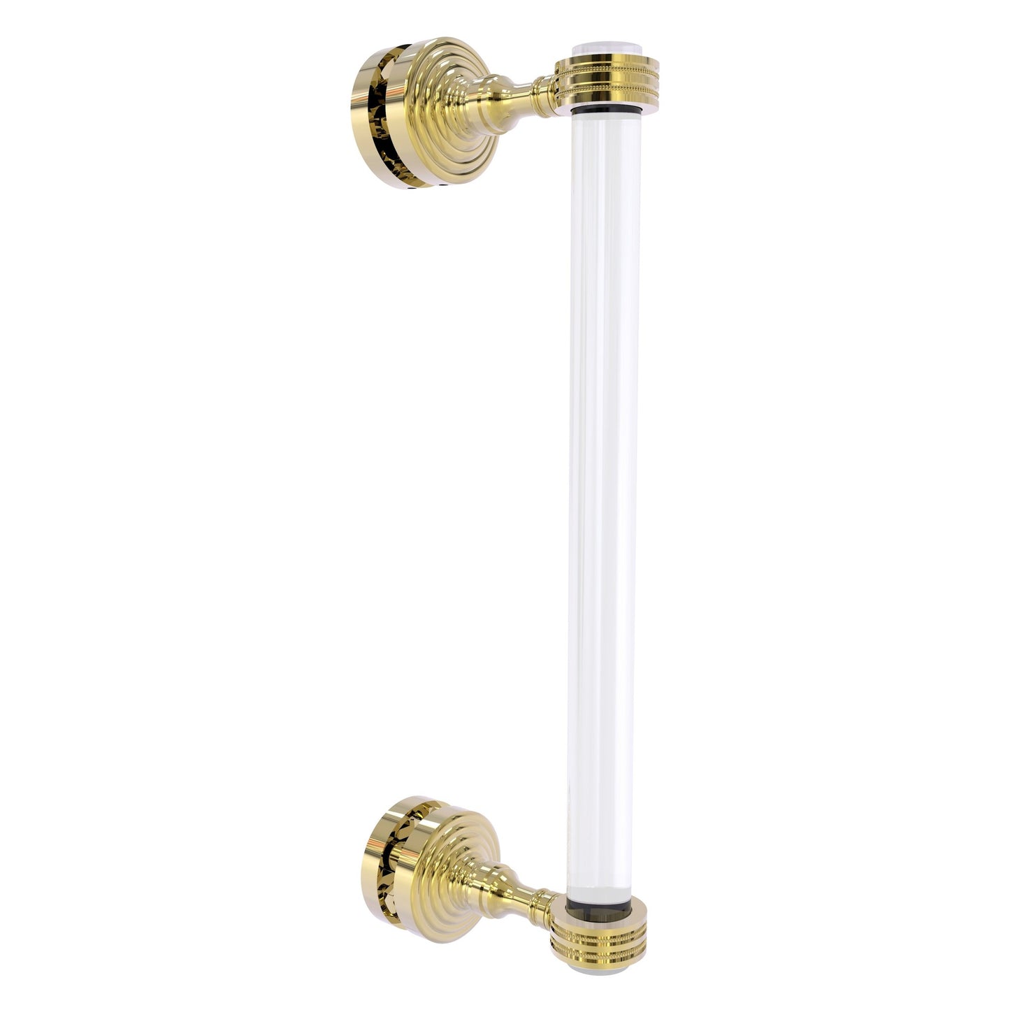Allied Brass Pacific Grove 5.2" x 2.2" Unlacquered Brass Solid Brass 12-Inch Single Side Shower Door Pull With Dotted Accents