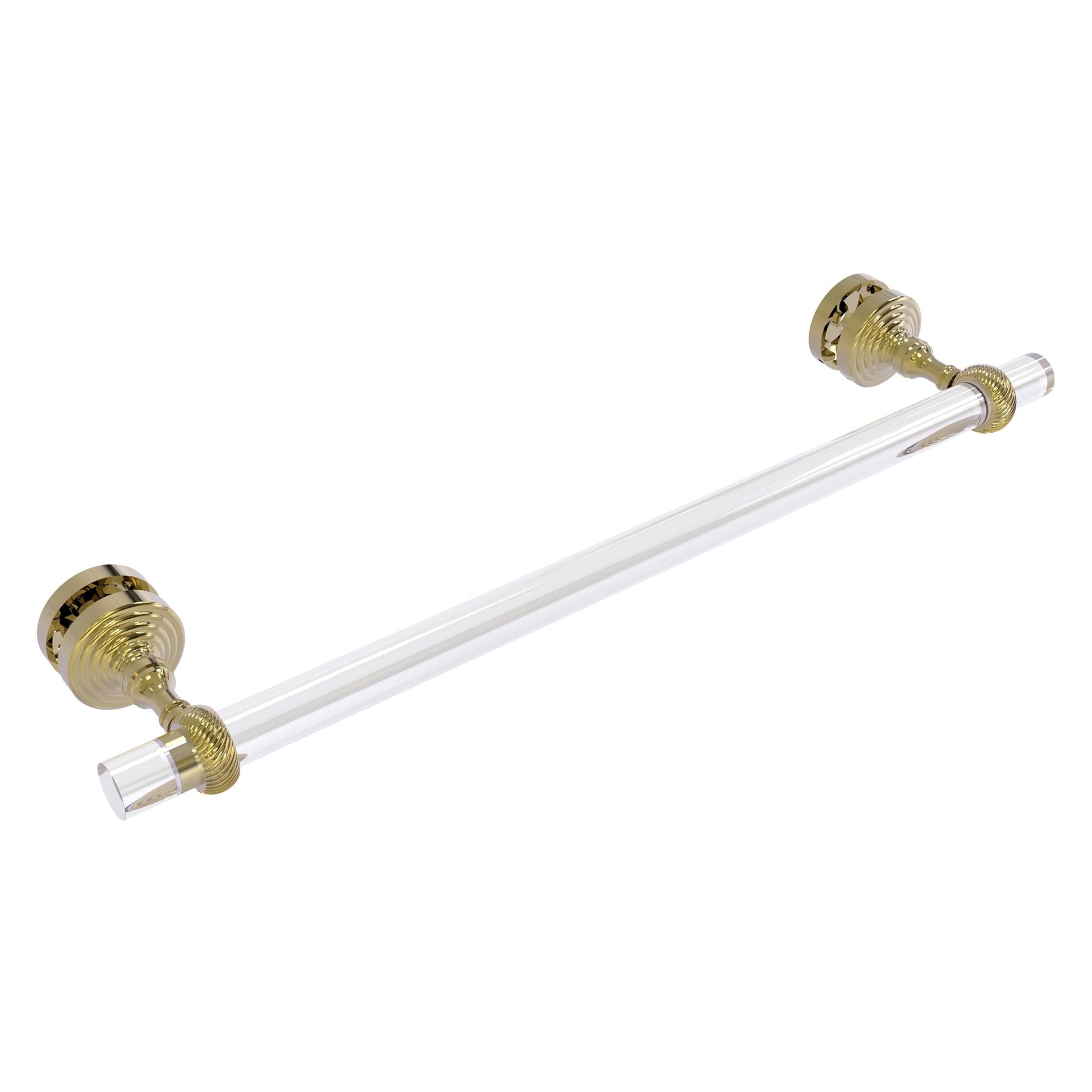 Allied Brass Pacific Grove 5.2" x 2.2" Unlacquered Brass Solid Brass 18-Inch Shower Door Towel Bar With Twisted Accents