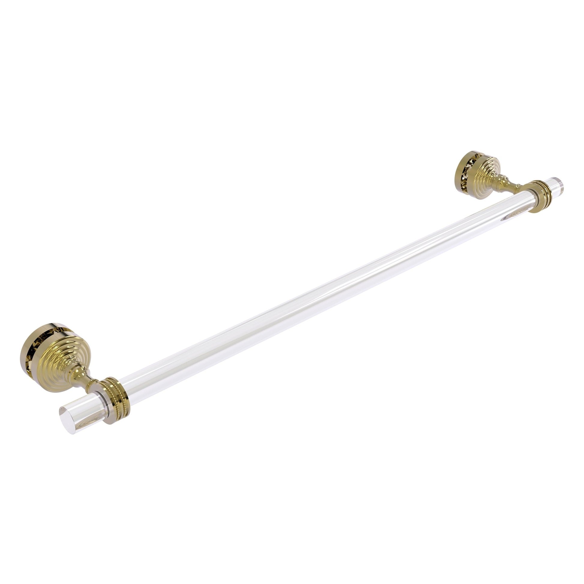 Allied Brass Pacific Grove 5.2" x 2.2" Unlacquered Brass Solid Brass 24-Inch Shower Door Towel Bar With Dotted Accents