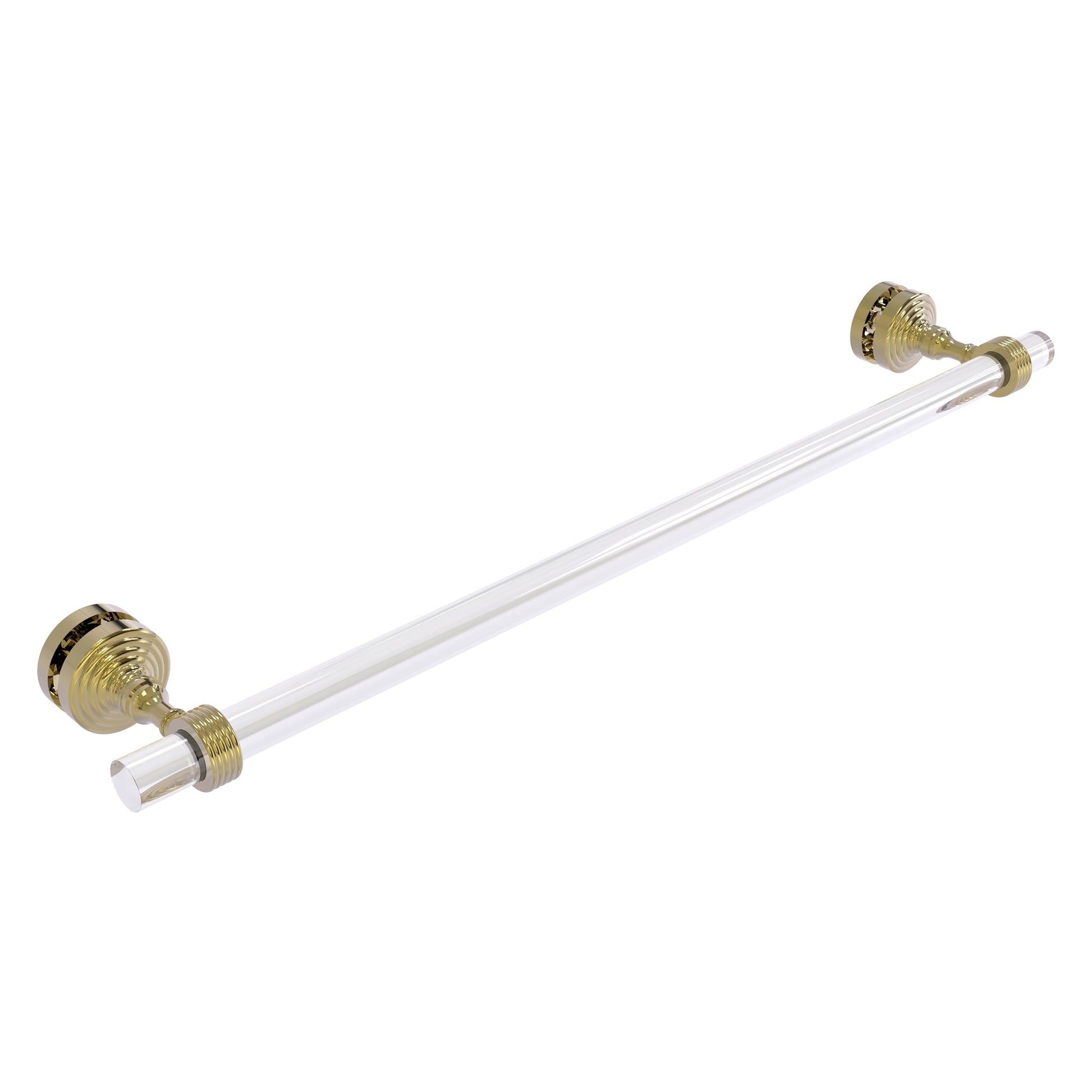 Allied Brass Pacific Grove 5.2" x 2.2" Unlacquered Brass Solid Brass 24-Inch Shower Door Towel Bar With Grooved Accents