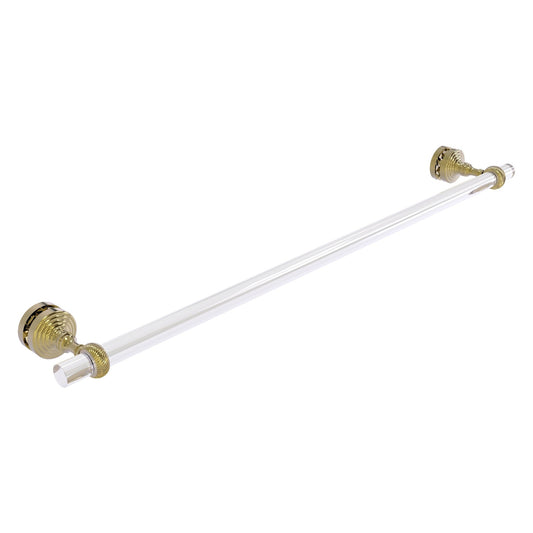 Allied Brass Pacific Grove 5.2" x 2.2" Unlacquered Brass Solid Brass 30-Inch Shower Door Towel Bar With Twisted Accents