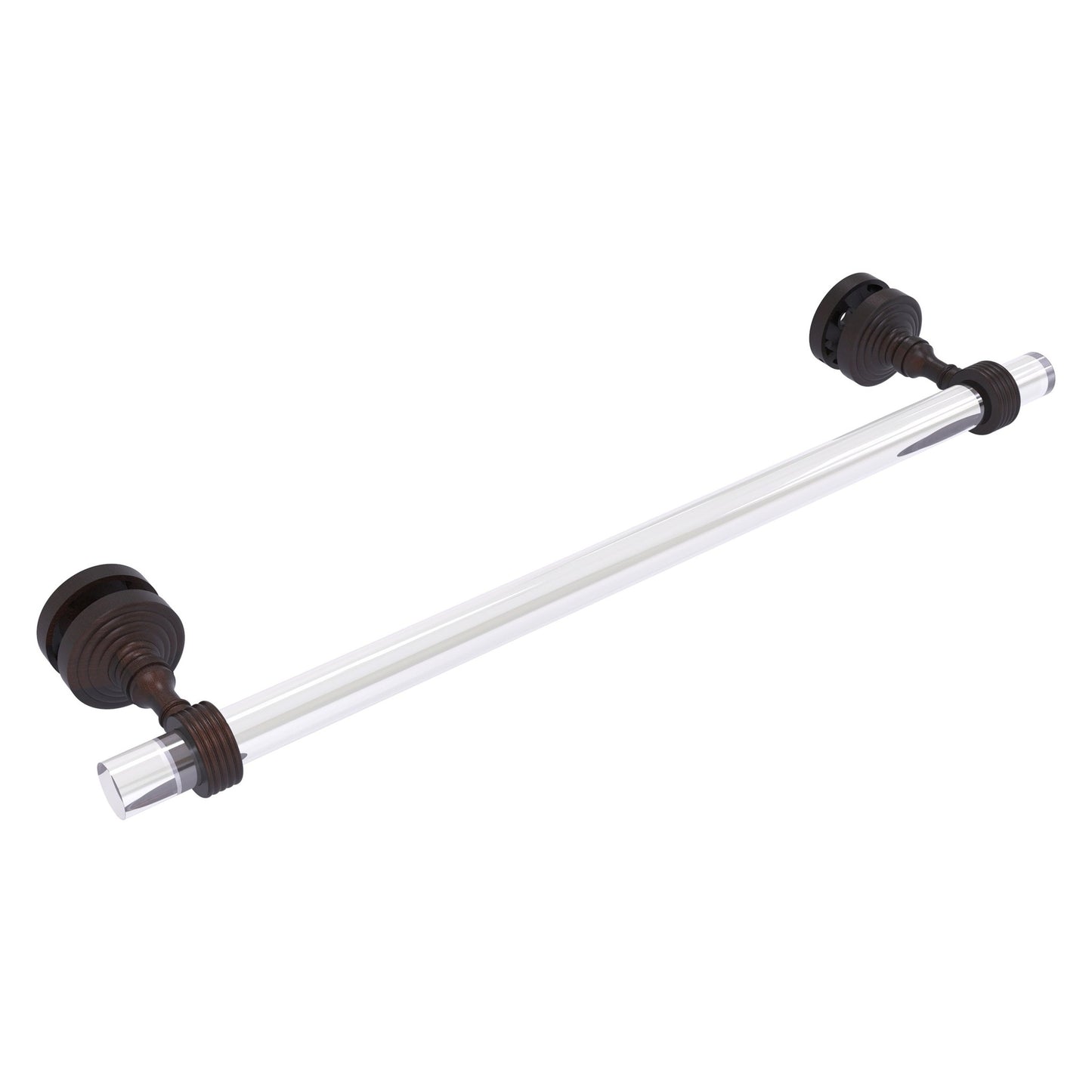 Allied Brass Pacific Grove 5.2" x 2.2" Venetian Bronze Solid Brass 18-Inch Shower Door Towel Bar With Grooved Accents