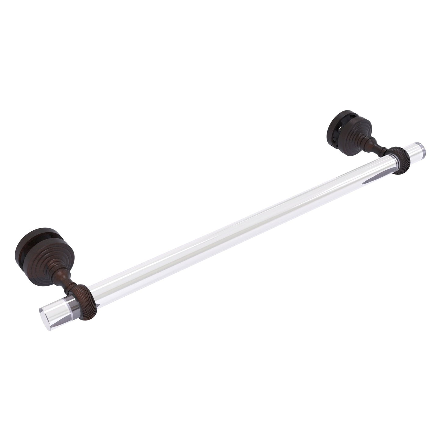 Allied Brass Pacific Grove 5.2" x 2.2" Venetian Bronze Solid Brass 18-Inch Shower Door Towel Bar With Twisted Accents