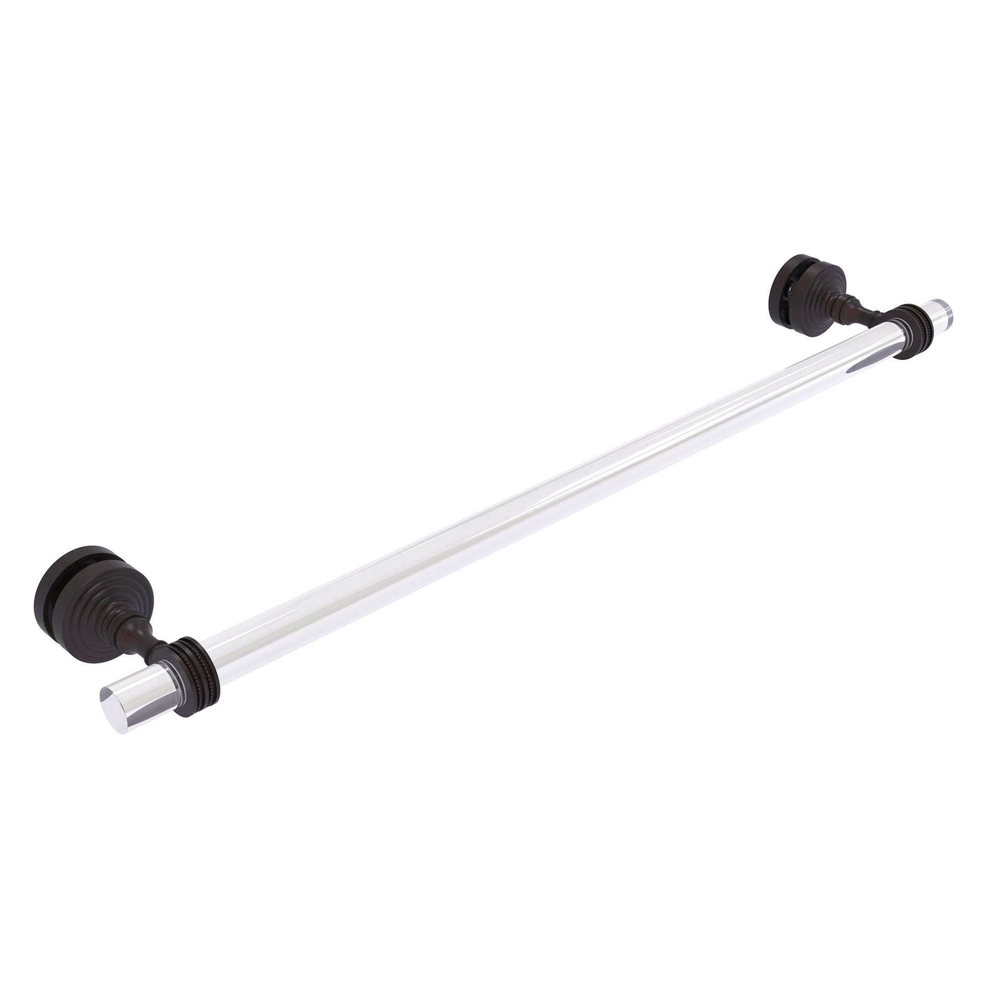 Allied Brass Pacific Grove 5.2" x 2.2" Venetian Bronze Solid Brass 24-Inch Shower Door Towel Bar With Dotted Accents