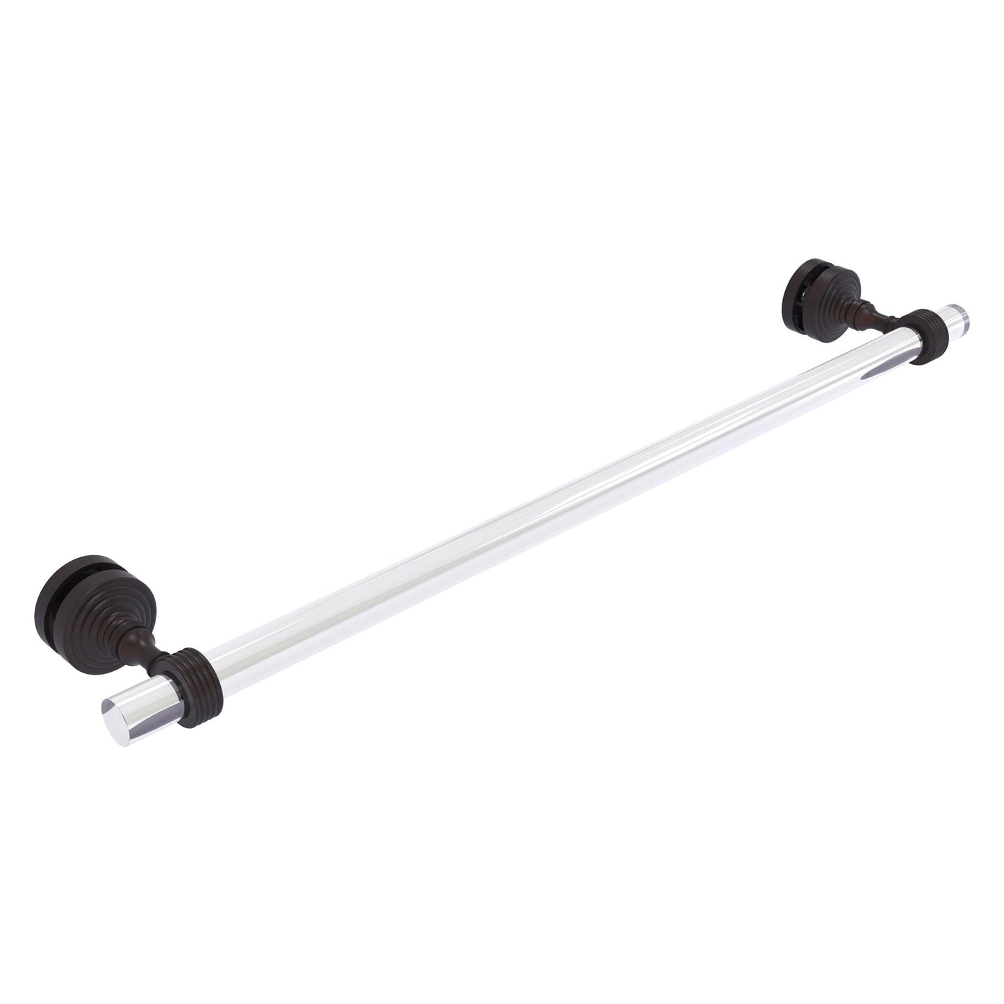 Allied Brass Pacific Grove 5.2" x 2.2" Venetian Bronze Solid Brass 24-Inch Shower Door Towel Bar With Grooved Accents
