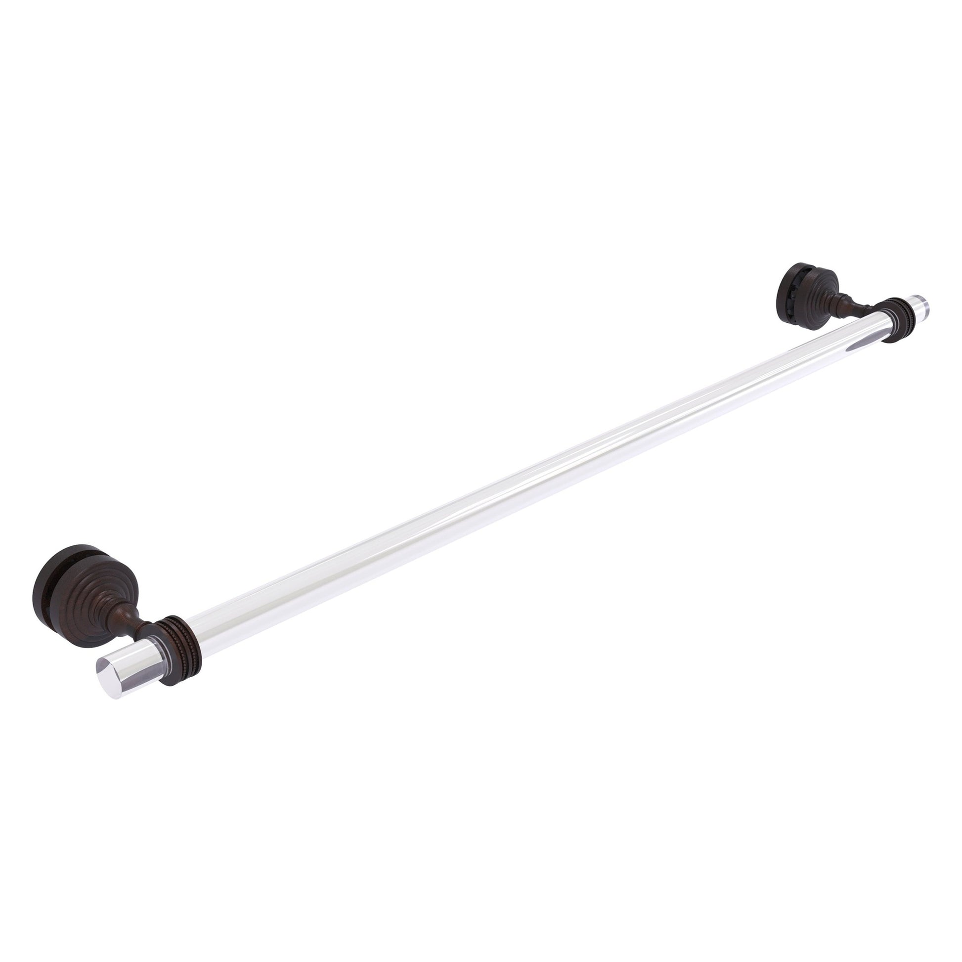 Allied Brass Pacific Grove 5.2" x 2.2" Venetian Bronze Solid Brass 30-Inch Shower Door Towel Bar With Dotted Accents