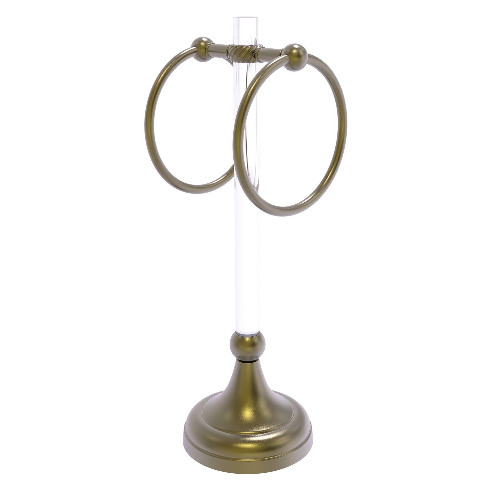 Allied Brass Pacific Grove 5.8" x 5.5" Antique Brass Solid Brass 2-Ring Vanity Top Guest Towel Ring With Twisted Accents