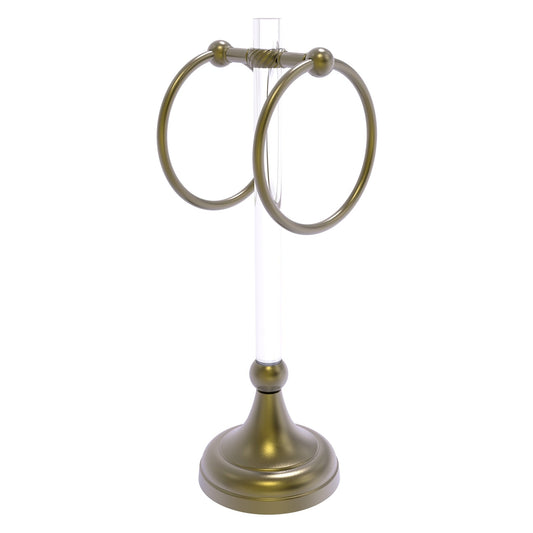 Allied Brass Pacific Grove 5.8" x 5.5" Antique Brass Solid Brass 2-Ring Vanity Top Guest Towel Ring With Twisted Accents