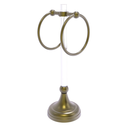 Allied Brass Pacific Grove 5.8" x 5.5" Antique Brass Solid Brass 2-Ring Vanity Top Guest Towel Ring