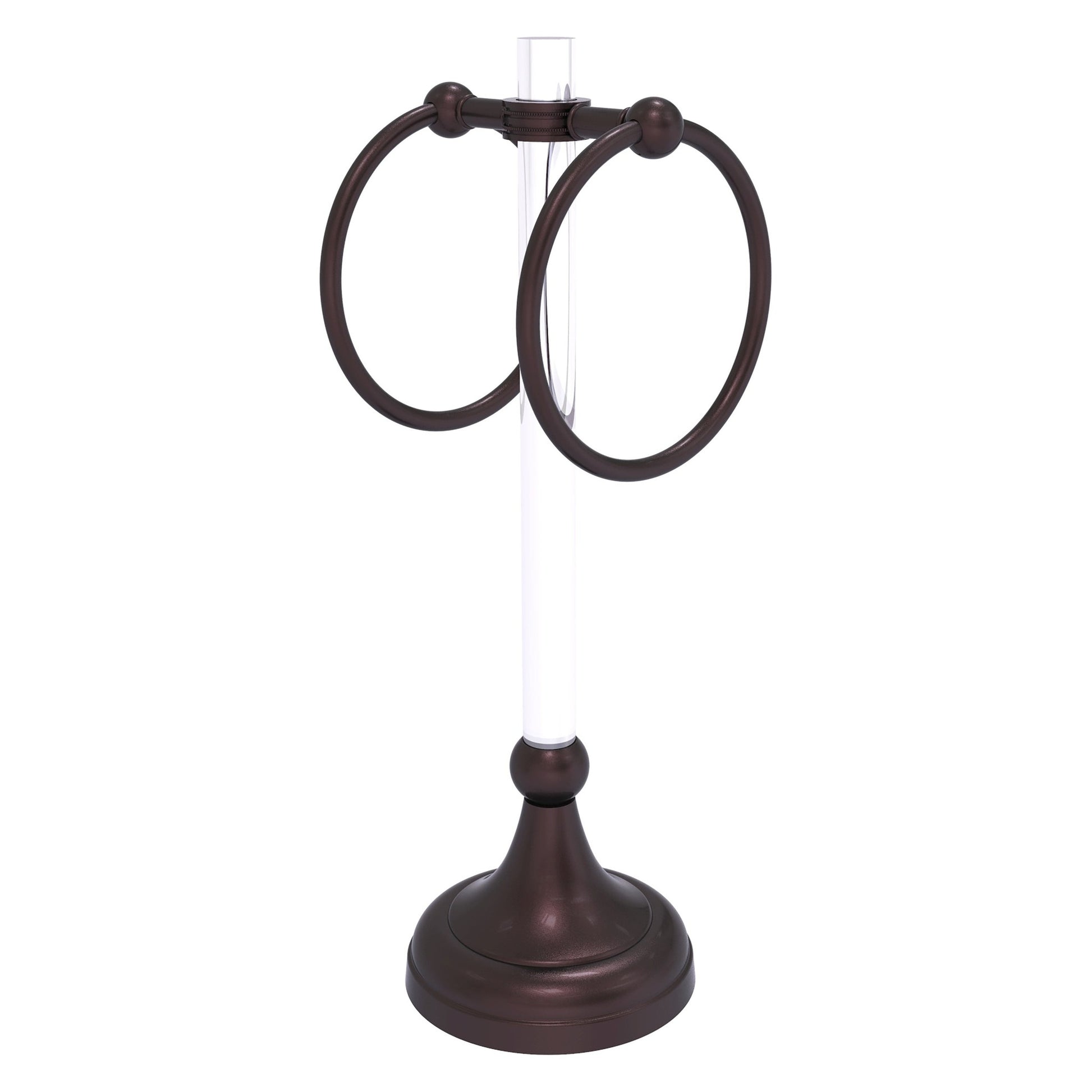 Allied Brass Pacific Grove 5.8" x 5.5" Antique Bronze Solid Brass 2-Ring Vanity Top Guest Towel Ring With Dotted Accents