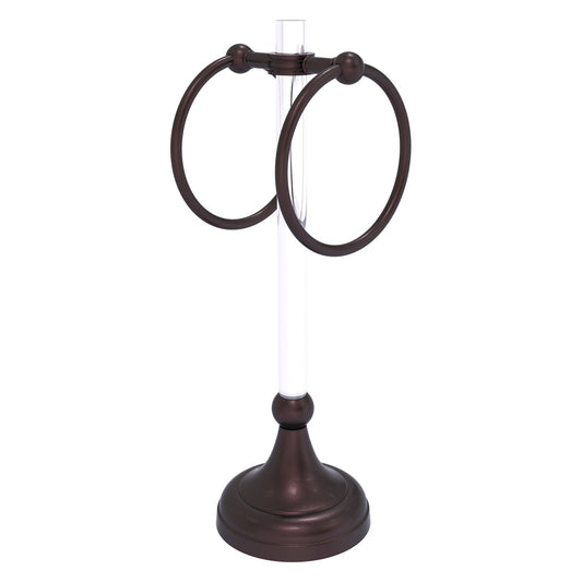 Allied Brass Pacific Grove 5.8" x 5.5" Antique Bronze Solid Brass 2-Ring Vanity Top Guest Towel Ring With Dotted Accents