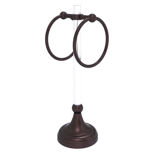 Allied Brass Pacific Grove 5.8" x 5.5" Antique Bronze Solid Brass 2-Ring Vanity Top Guest Towel Ring