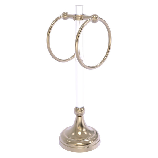 Allied Brass Pacific Grove 5.8" x 5.5" Antique Pewter Solid Brass 2-Ring Vanity Top Guest Towel Ring With Dotted Accents