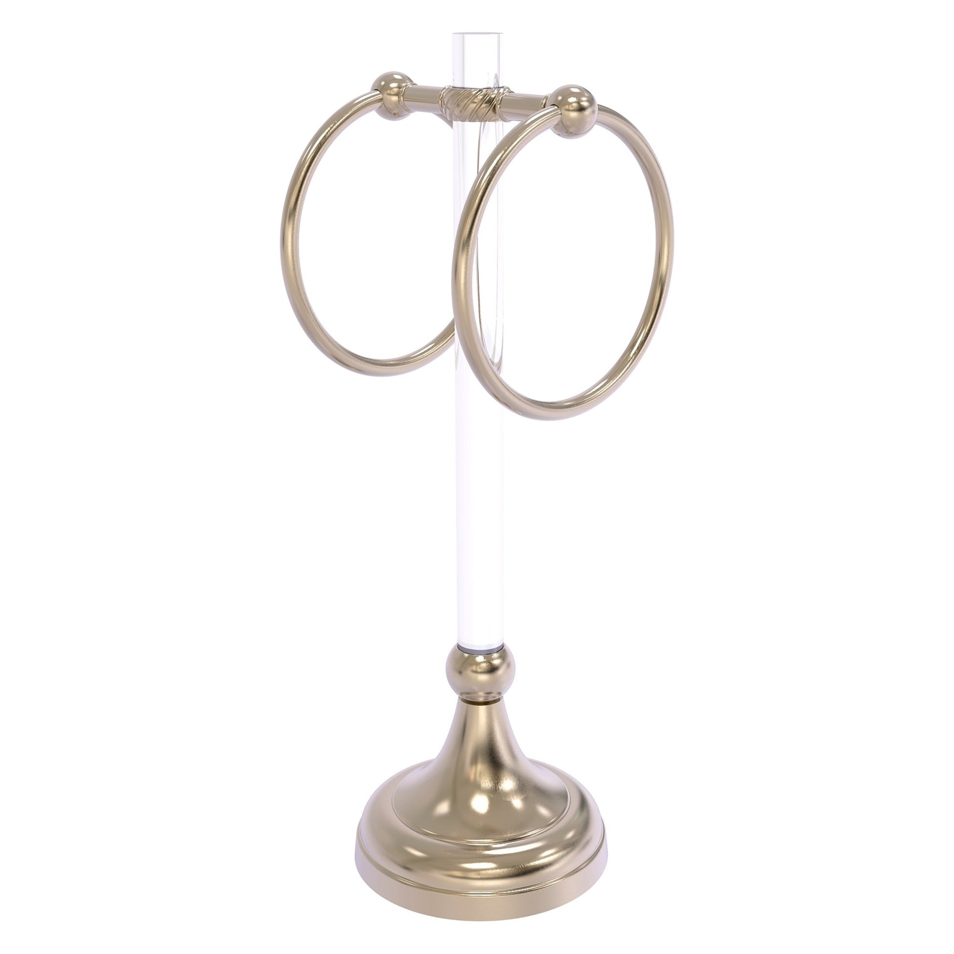 Allied Brass Pacific Grove 5.8" x 5.5" Antique Pewter Solid Brass 2-Ring Vanity Top Guest Towel Ring With Twisted Accents