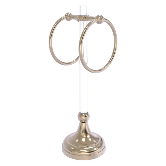 Allied Brass Pacific Grove 5.8" x 5.5" Antique Pewter Solid Brass 2-Ring Vanity Top Guest Towel Ring With Twisted Accents