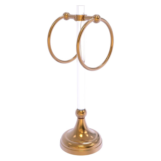 Allied Brass Pacific Grove 5.8" x 5.5" Brushed Bronze Solid Brass 2-Ring Vanity Top Guest Towel Ring With Dotted Accents